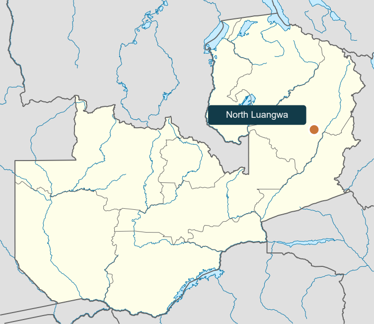North Luangwas ungefärliga läge i Zambia